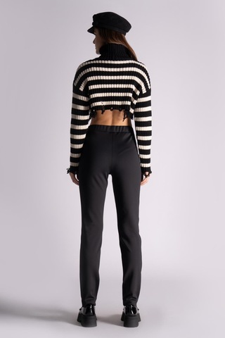 Braccas Kadın Yandan Cepli Beli Lastikli Slim Fit Jogger Pantolon Siyah Siyah