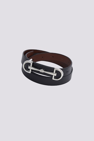 Tudors Kadın Modern Gümüş Renk Metal Tokalı110 Cm Standart Beden Siyah Kadın Kemer -51469