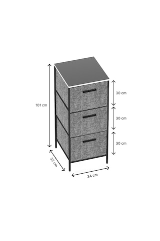 3 Çekmeceli Çok Amaçlı Dolap Büyük Boy Komodin Sehpa Füme 1617