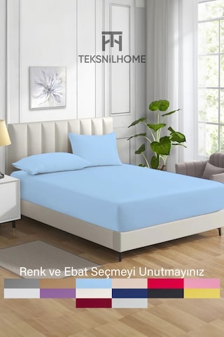 Ranforce Mavi Pamuklu Tek / Çift Kişilik Battal Tam Kenar Lastikli Çarşaf 14 Renk Fıtted Mavi