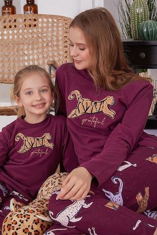 Arnetta 2169 Garson Grateful Mor Kız Çocuk Uzun Kol Pijama Takım Bordo