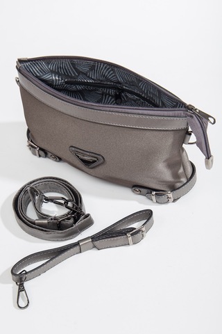 Saten Görünümlü Uzun Kısa Askılı Platin Kadın Portföy Çanta 1894 Kadın