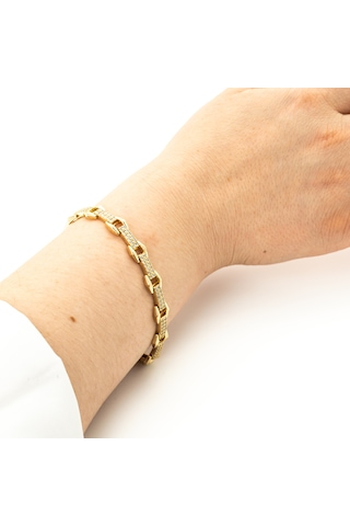 Biem Dikdörtgen Taşlı Xuping Bileklik Gold/gümüş