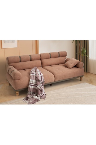 Dama Ahşap Ayaklı 3 Lü Pudra Kanepe Pudra