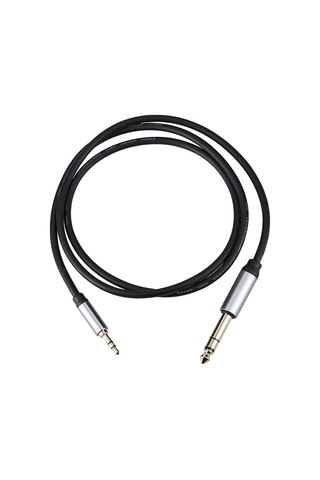 Teltree 3.5mm'den 6.5mm'ye Gold Kaplı Alüminyum Kasa Ses Kablosu - Telefon, Dizüstü Bilgisayar, Hoparlör İçin 1m Siyah