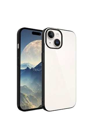 Apple Uyumlu iPhone 15 Kılıf Sert Pc Renkli Çerçeveli Zore Riksos Kapak Siyah