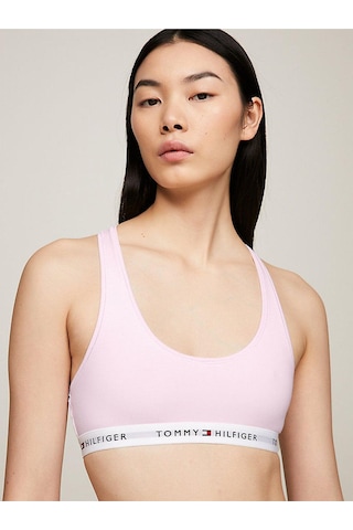 Tommy Hilfiger Kadın Organik Pamuklu Spor Sütyeni - Elastik Bantlı Ve Yarışçı Sırt Tasarımlı - Pembe-7049 Pembe
