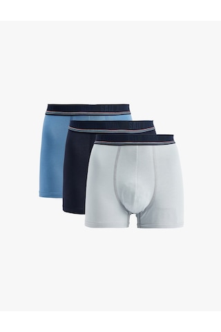 Koton Çok Renkli Pamuklu 3'lü Boxer Seti Lacivert 6slm90040mk