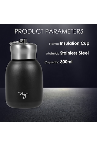 Youtek 304 Paslanmaz Çelik 300ml Siyah Isı Saklama Termos Bardak - Ofis, Plaj Ve Yolculuklar İçin Uzun Süre Isı Tutar