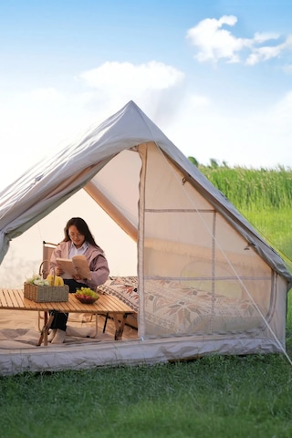 Onetick 6 Kişilik 4 Mevsim Şişme Kamp Çadırı 300x210 Pompalı Baca Bej