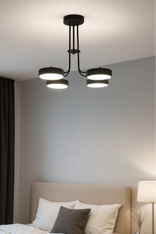 Başak Modern Salon Yatak Odası Giyinme Odası Mutfak Beyaz Işık Ledli Siyah Renk 4 Lü Led Avize Siyah Siyah