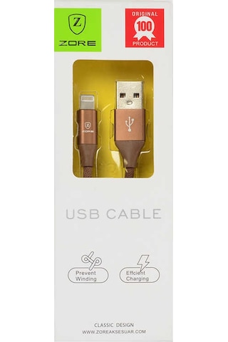 Ardemix Kahverengi Metal Uçlu Lightning Usb Kablo