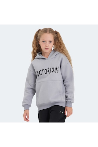 Slazenger LEXUS Çocuk Kapüşonlu Cepli Taş Gri Sweatshirt