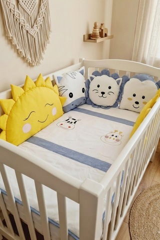 Park Yatak Bebek Uyku Seti Animals 70x110 Mavi