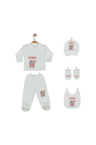Pia Baby Gl 2206 İsme Özel Yastık Zıbın Set Krem