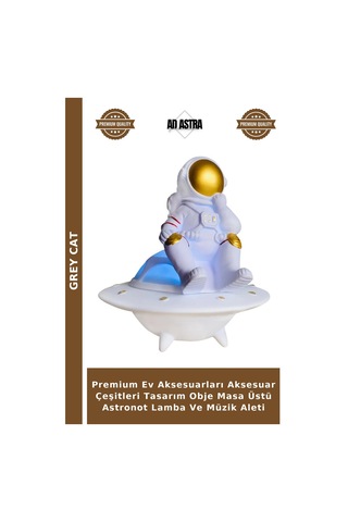 Premium Ev Aksesuarları Aksesuar Çeşitleri Tasarım Obje Masa Üstü Astronot Lamba Ve Müzik Aleti Çok Renkli