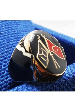 Vog Iyı Ve Ay Yıldız Sancaklı Lüks Model 925 Ayar Gümüş Erkek Yüzük