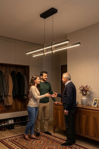 Halo Füme Lineer Led Sarkıt Avize Kumandalı Dim Edilebilir - Aşağı Işık Beyaz Işık