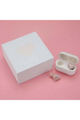 Folinda Pembe Kalp Şeklinde Bluetooth Kulaklık - Gürültü Azaltma, Spor İçin Kablosuz, Akıllı Kontrol, 8 Saat Pil Ömrü