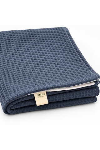 Minora Baby&kids Çift Taraflı Pike Müslin Bebek Örtüsü 100x100 CM - Mavi Ayı