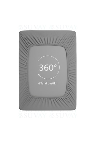 Suvay Penye Lastikli Çarşaf Tek Çift Kişilik Battal Boy %100 Pamuklu Lastikli Penye Çarşaf Gri