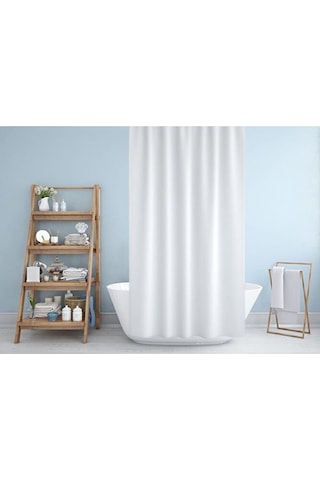 Beyaz Polyester Kumaş Büyük Boy Banyo Perdesi 240x200cm Yerli Üre Çok Renkli