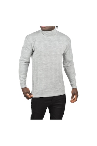 Deepsea Erkek Gri Slim Fit Baklava Desenli Tam Balıkçı Yaka Boğazlı Triko Balıkçı Yaka Kazak 2505507 Gri