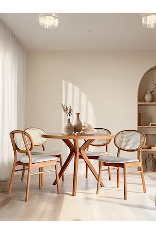 Haven Pergel Natural Ahşap Yemek Masası 90x90