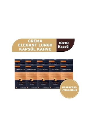 Davidoff Crema Elegant Lungo Kapsül Kahve 10x10 Adet - Nespresso Uyumlu Davidoff Crema Elegant Lungo Kapsül Kahve 10x10 Adet - Nespresso Uyumlu