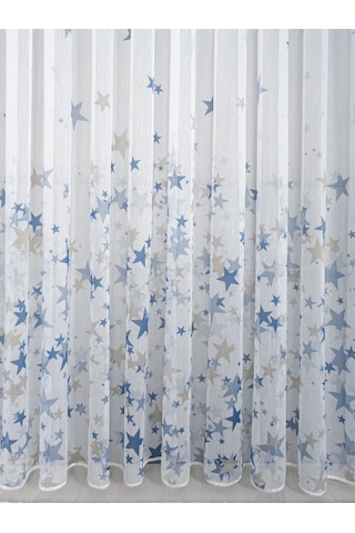 Caserta Home Star 4 Renkli Yıldızlı Çocuk Odası Tül Perde
