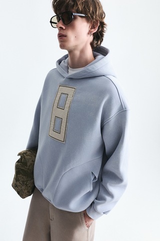 Vamos Numara Baskılı Oversize Sweatshirt Bebe Mavi