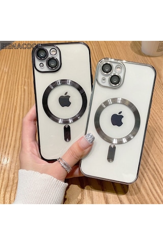 Apple Uyumlu iPhone 14 Plus Kilif Magsafe Kamera Lensli Korumali Seffaf 561062587