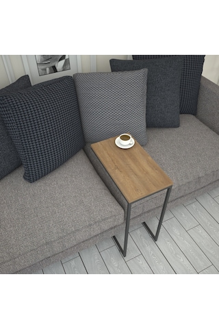 Callen Yan Sehpa & Tekerlekli Servis Sehpası Metal Kafkas Meşe