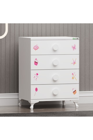 Elegant Mdf Çıtalı Beşik + Şifonyer - Prenses Beyaz