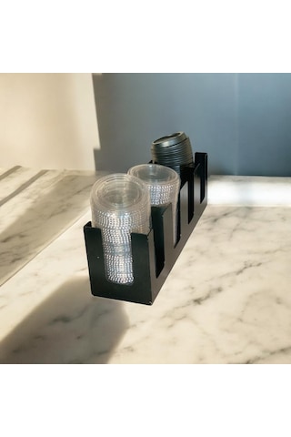 Metal 4 Bölmeli Bardaklık Kapak Standı