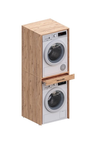 Aqua Bagno Voca Smartbox Çamaşır Ve Kurutma Makinesi Dolabı -çekmeceli,atlantik Çam -2 Parça Set Atla Atlantik Çam