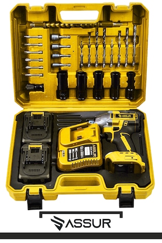 Assur ASR257 21V Çift Akü 350NM Somun Sıkma Sökme Sarı