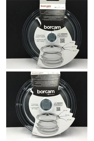 Paşabahçe Borcam Kapak 2 Li Set Cam Tencere Kapağı