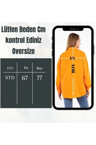 Bürümcük Kumas Oversize Gömlek Turuncu