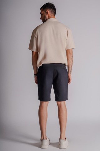 Braccas Erkek Yandan Cepli Klasik Bel Relaxed Fit Chino Şort Siyah Siyah