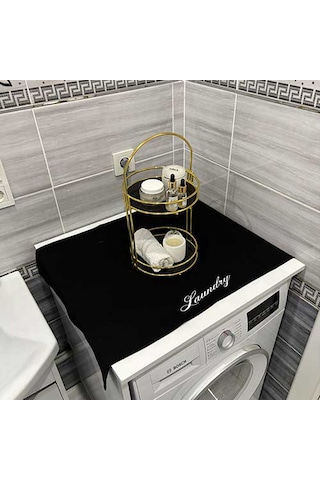 Laundry Duck Keten Su Geçirmez Ve Kirlenmez Çamaşır Makinesi - Buzdolabı - Bulaşık Makinesi Örtüsü Beyaz Siyah