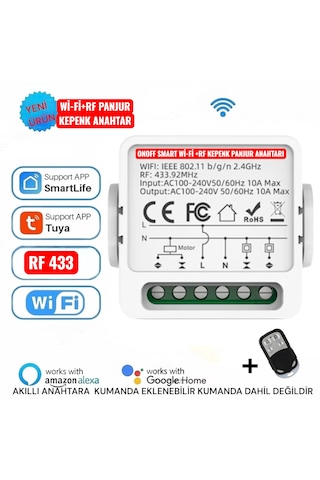 Tuya Destekli Akıllı Wifi +Rf Panjur Kepek Anahtarı