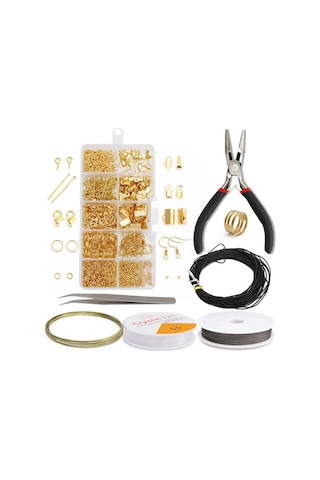 Kangvka 10'lu Takı Yapım Seti - Pense, Cımbız Ve 275+ Aksesuar İle Kolye, Küpe Tasarımı