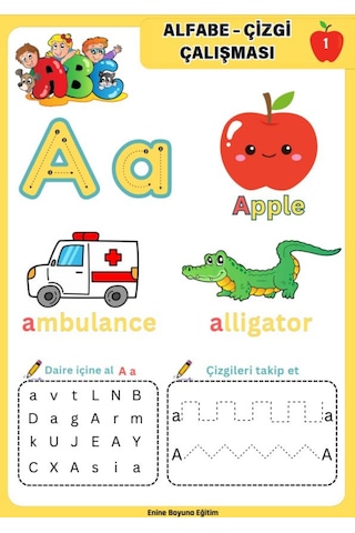 Alfabe Ve Çizgi Çalışmaları Yaz - Sil Kitabı