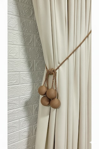 Modern Sarım 4 Toplu Braçol Kornişe Takmatik Ipli Tavan Perde Aksesuarı Vizon