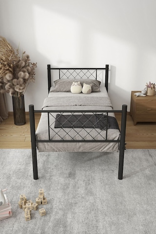 Argimo Metis Tek Kişilik Metal Siyah Karyola 90x190