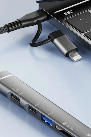 Thentech Type-c 5 İn 1 Hub Coklayici Adaptor Usb 3.0 Sd Tf Kart Okuyucu Laptop Telefon Uyumlu Donusturucu