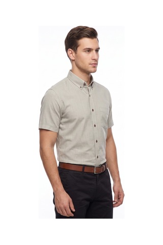 Kamer Erkek Klasik Tek Cepli %100 Cotton Kısa Kol Gömlek Bgl-st05624 Haki