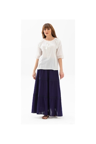 Uzun Şile Bezi Dantelli Etek Mor Mor