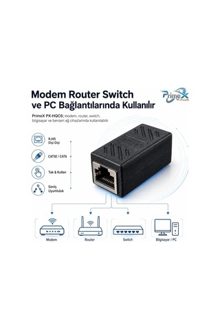 Lexroo Px-hqc6 Rj45 Dişi Dişi Ethernet Ara Aparatı, Cat5e/cat6 Lan Kablo Birleştirici